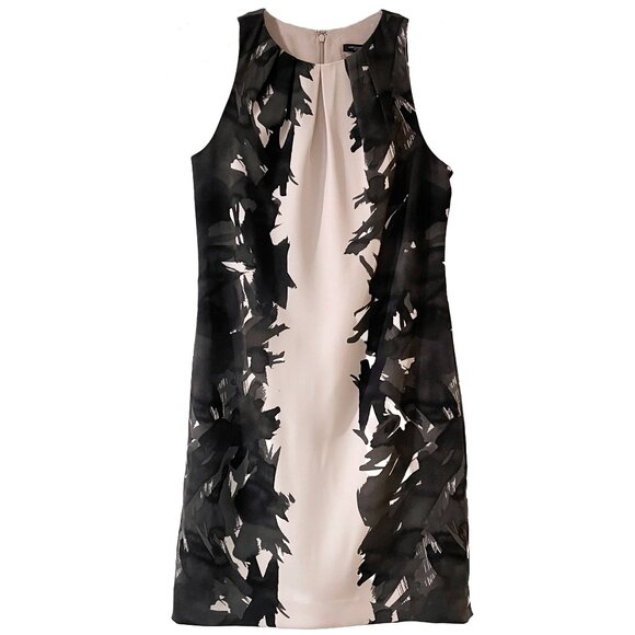 Ann Taylor Black and Nude Brushstroke A Line Sleeveless Dress Size 0 - Picture 2 of 4